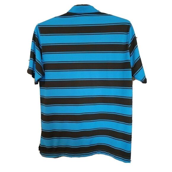 Nike Golf Men's Polo Shirt Size Large Dri-Fit Blue Black Stripes t61 - Picture 2 of 5